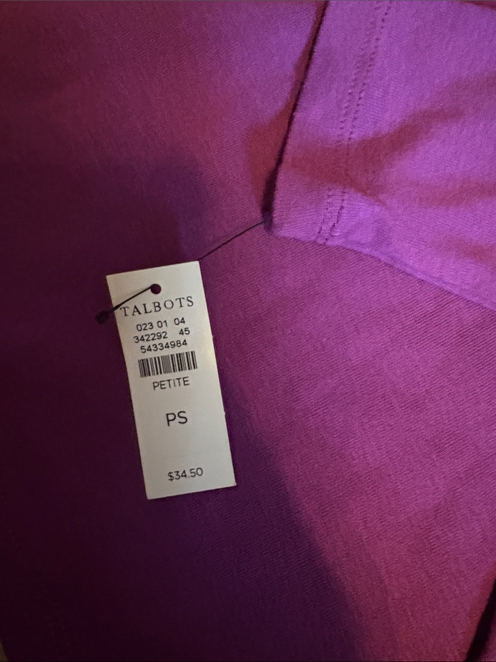 Talbots Women's Long Sleeve Crewneck Top - Plum - Picture 2 of 4
